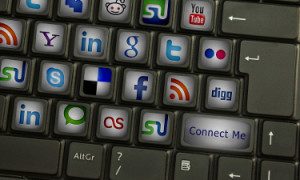 keyboard with social media icons as keys