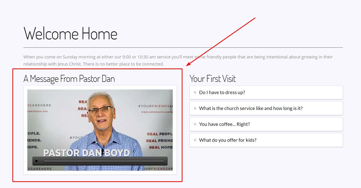 Church Web Redesign Feature: Welcome Video